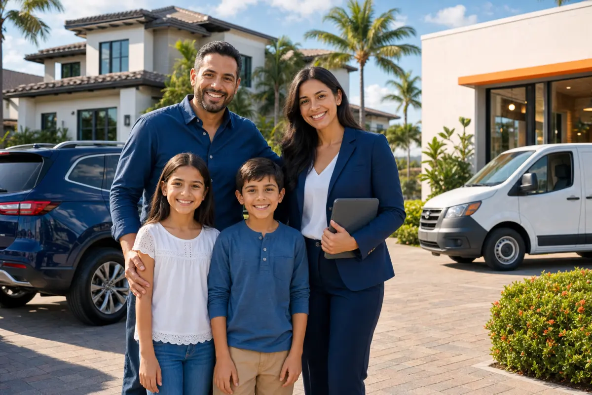 Camino hacia seguro personal o seguro comercial — familia y negocio en Florida