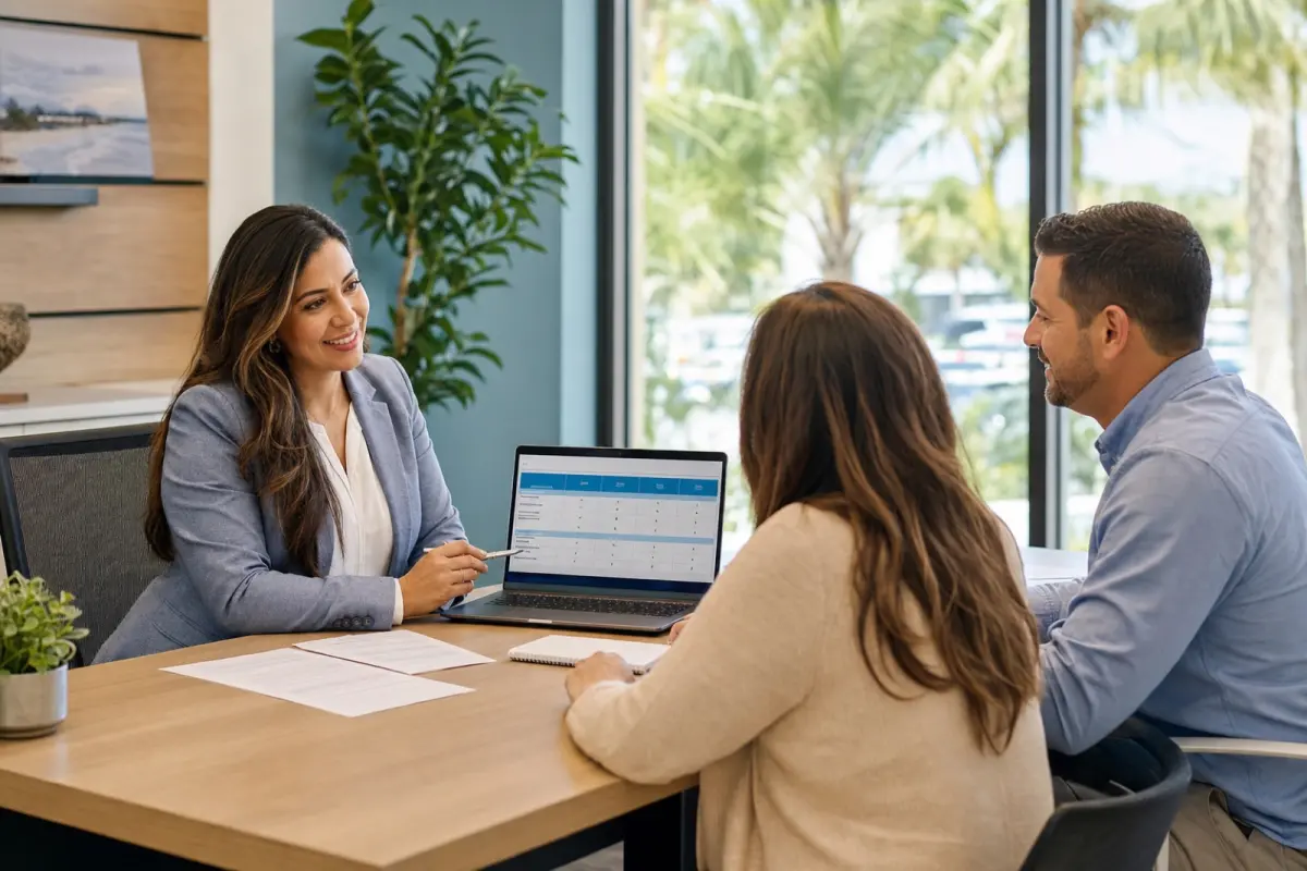 Agente de seguros independiente asesorando a clientes en Florida